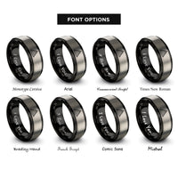 font options for inside engraving on black & silver pyramid steps rings