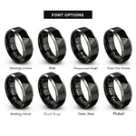 font options for inside engraving on black & gray pyramid steps rings