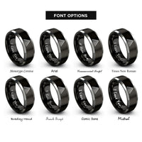 font options for inside engraving on black & gray pyramid steps rings