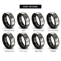 font options for inside engraving on black & silver pyramid steps rings