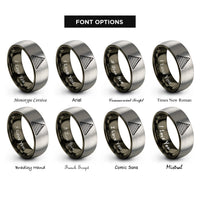font options for inside engraving on gunmetal & grey pyramid steps rings