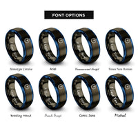 font options for inside engraving on gunmetal & blue pyridine ring rings