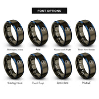 font options for inside engraving on gunmetal & blue pyridine ring rings