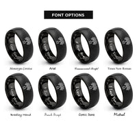 font options for inside engraving on black pythagoras tree rings