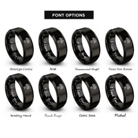 font options for inside engraving on black pythagoras tree rings