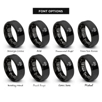 font options for inside engraving on black pythagoras tree rings