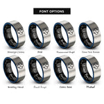 font options for inside engraving on black & blue & silver python rings