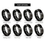 font options for inside engraving on black & silver python rings