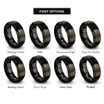 font options for inside engraving on gunmetal & black python rings