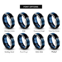 font options for inside engraving on blue & gray qfp package rings
