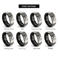 font options for inside engraving on black & grey quad atv racer rings