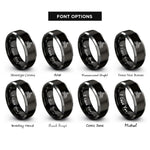 font options for inside engraving on black & grey quad atv racer rings