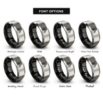 font options for inside engraving on black & gray quad atv racer rings