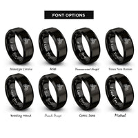 font options for inside engraving on black quad atv racer rings