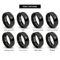 font options for inside engraving on black quad atv racer rings