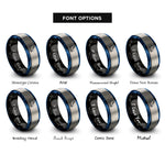 font options for inside engraving on black & blue & gray quad roller skates rings
