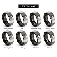 font options for inside engraving on black & gray quad roller skates rings