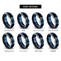 font options for inside engraving on blue & grey quad roller skates rings