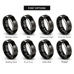 font options for inside engraving on black & grey quadruple spiral rings
