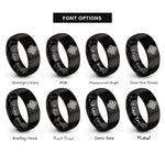 font options for inside engraving on black quadruple spiral rings