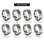 font options for inside engraving on grey quadruple spiral rings