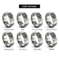 font options for inside engraving on grey quadruple spiral rings