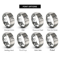 font options for inside engraving on gray quail rings