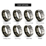 font options for inside engraving on gunmetal & grey quail rings