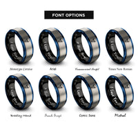 font options for inside engraving on black & blue & grey quarter flag rings
