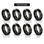 font options for inside engraving on black & grey quarter note circle rings
