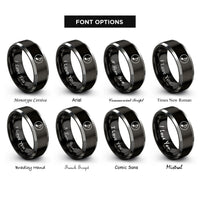 font options for inside engraving on black & grey quarter note circle rings