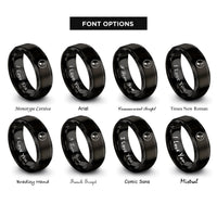 font options for inside engraving on black quarter note circle rings