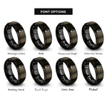 font options for inside engraving on gunmetal & black quarter note circle rings