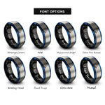 font options for inside engraving on black & blue & gray quarter pipe rings