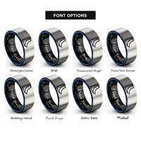 font options for inside engraving on black & blue & silver quarter pipe rings