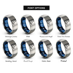 font options for inside engraving on blue & gray quarter pipe rings