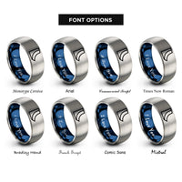 font options for inside engraving on blue & gray quarter pipe rings