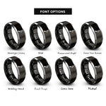 font options for inside engraving on black & gray quarter rest rings