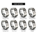 font options for inside engraving on gray quarterback throw rings