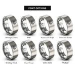 font options for inside engraving on silver quartz crystal cluster rings