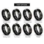 font options for inside engraving on black & grey quasicrystal starburst rings