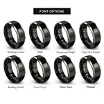 font options for inside engraving on black & silver quaternary knot rings