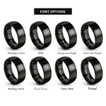 font options for inside engraving on black quaternary knot rings