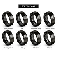 font options for inside engraving on black quaternary knot rings