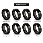 font options for inside engraving on black quaternary knot rings