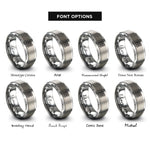 font options for inside engraving on silver quaternary knot rings