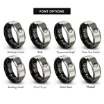 font options for inside engraving on black & gray quatrefoil rings