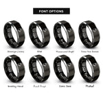 font options for inside engraving on black & silver quebec rings