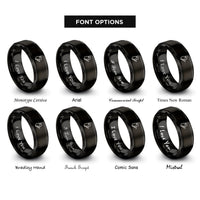 font options for inside engraving on black quebec rings