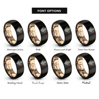 font options for inside engraving on black & rose gold queen bee rings